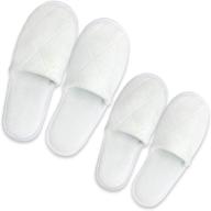 🏨 6 pairs of soft and thick cotton velvet spa slippers - non-slip and washable - ideal for houseguests, hotels, and travel (white) logo