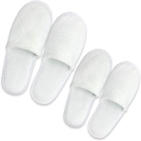 img 4 attached to 🏨 6 Pairs of Soft and Thick Cotton Velvet Spa Slippers - Non-slip and Washable - Ideal for Houseguests, Hotels, and Travel (WHITE)