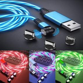img 4 attached to 4-Pack LED Flowing Magnetic Charging Cable (3ft,3ft,6ft,6ft), 360°&180° Rotation Magnetic Charger Cable, Light Up Party Shining 3 in 1 Cable Compatible with Micro USB, Type C, and iProduct