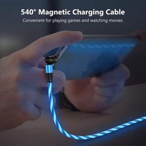 img 2 attached to 4-Pack LED Flowing Magnetic Charging Cable (3ft,3ft,6ft,6ft), 360°&180° Rotation Magnetic Charger Cable, Light Up Party Shining 3 in 1 Cable Compatible with Micro USB, Type C, and iProduct