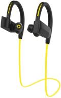 yellow bluetooth headphones: ipx7 waterproof, richer bass hifi stereo, noise cancelling - perfect for workout, running, gym jogging logo