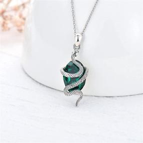 img 2 attached to 🐍 Serpent Necklace Vintage Style - Sterling Silver Snake Pendant with Green Crystal - Perfect Gift for Women and Girls