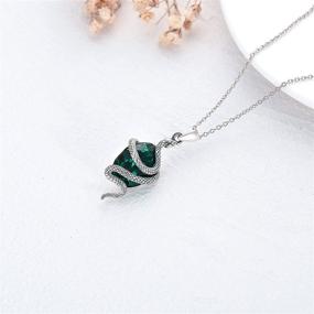 img 1 attached to 🐍 Serpent Necklace Vintage Style - Sterling Silver Snake Pendant with Green Crystal - Perfect Gift for Women and Girls