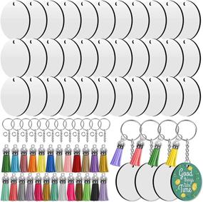 img 4 attached to Bulk Sublimation Blanks Keychains Set - 200 PCS Ornament Tag Kit with 50 PCS Double-Side Heat Transfer Sublimation Blanks, Key Chains, Leather Tassels, Jump Rings for DIY Craft Making