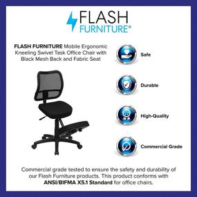 img 2 attached to 🪑 Optimized Search: Flash Furniture Mobile Ergonomic Kneeling Swivel Task Office Chair | Black Mesh Back & Fabric Seat