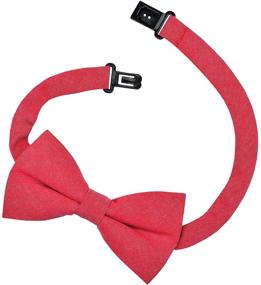 img 1 attached to Stylish Retreez Solid Plain Color Cotton Pre-tied Boy's Bow Tie for a Dapper Look