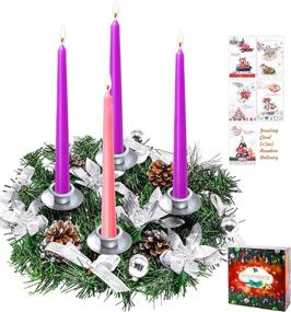 img 4 attached to 🕯️ Christmas Advent Wreath with Candle Holder | Pine Cones & Bow Doll | Advent Candle Holder Set with Greeting Card & Cute Dolls | Packed in Gift Color Box - MITMOR