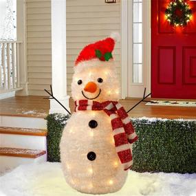 img 2 attached to Twinkle Star 22 Inch Lighted Christmas Tinsel Snowman: Festive Indoor/Outdoor Decor with 25 Clear Incandescent Lights