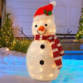 img 4 attached to Twinkle Star 22 Inch Lighted Christmas Tinsel Snowman: Festive Indoor/Outdoor Decor with 25 Clear Incandescent Lights