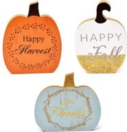 fall harvest pumpkin centerpieces - thanksgiving table decorations for home kitchen featuring happy fall harvest, give thanks - perfect autumn decor for indoor desk decoration logo