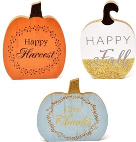 img 4 attached to Fall Harvest Pumpkin Centerpieces - Thanksgiving Table Decorations for Home Kitchen featuring Happy Fall Harvest, Give Thanks - Perfect Autumn Decor for Indoor Desk Decoration