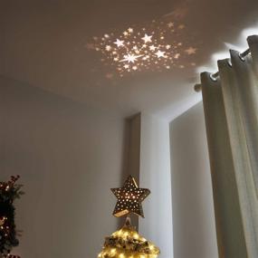 img 2 attached to 🌟 Vanthylit Golden Star Tree Topper: Rotating Warm White Star Projector for Christmas Ornament