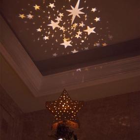 img 4 attached to 🌟 Vanthylit Golden Star Tree Topper: Rotating Warm White Star Projector for Christmas Ornament
