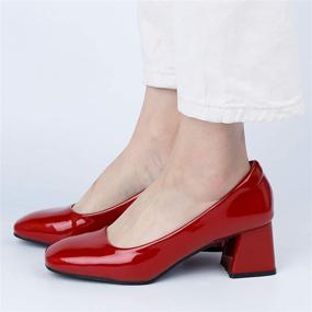 img 2 attached to 👠 World-Healing Women's Dress Pumps: Low Chunky Block Heels, Square Toe for Party, Office Shoes