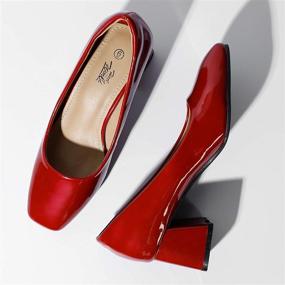 img 1 attached to 👠 World-Healing Women's Dress Pumps: Low Chunky Block Heels, Square Toe for Party, Office Shoes