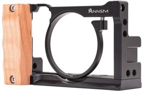 img 4 attached to 📸 ANNSM Camera Cage Video Rig: Sony RX100 VII/M7 & RX100 VI/M6 Compact Cameras with Wooden Handle Grip, Aluminum Alloy Frame, Lightweight and Compact Black