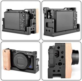 img 3 attached to 📸 ANNSM Camera Cage Video Rig: Sony RX100 VII/M7 & RX100 VI/M6 Compact Cameras with Wooden Handle Grip, Aluminum Alloy Frame, Lightweight and Compact Black