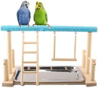 🐦 keersi parrots playstand: ultimate wood perch stand ladder swing with toy for various bird species - ideal for parakeets, cockatiels, conures, african greys, cockatoos, macaws, lovebirds, budgies, finches, canaries logo