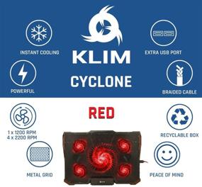 img 1 attached to 🔥 KLIM Cyclone Laptop Cooling Pad - Enhanced 5-Fan Cooler - Eliminate Overheating - Boost PC Performance and Lifespan - Ventilated Support for Laptop - Gaming Stand to Reduce Heat (Red)