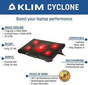 img 3 attached to 🔥 KLIM Cyclone Laptop Cooling Pad - Enhanced 5-Fan Cooler - Eliminate Overheating - Boost PC Performance and Lifespan - Ventilated Support for Laptop - Gaming Stand to Reduce Heat (Red)