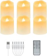 🕯️ usb rechargeable led tea lights with remote control - flameless, warm white votive candles for halloween, christmas & romantic home decoration (6 packs) логотип