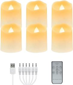 img 4 attached to 🕯️ USB Rechargeable LED Tea Lights with Remote Control - Flameless, Warm White Votive Candles for Halloween, Christmas & Romantic Home Decoration (6 Packs)