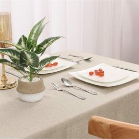 img 1 attached to Enhance Your Table Décor 🍽️ with the Hiasan Faux Linen Rectangle Tablecloth