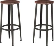 🪑 set of 2 backless bar height stools with metal base and wood seat - modern farmhouse accent furniture for kitchen or dining room by lavish home logo