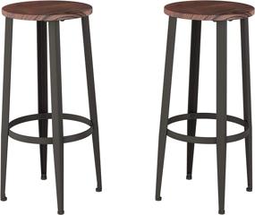 img 4 attached to 🪑 Set of 2 Backless Bar Height Stools with Metal Base and Wood Seat - Modern Farmhouse Accent Furniture for Kitchen or Dining Room by Lavish Home