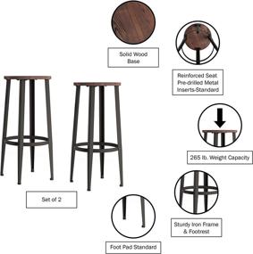 img 2 attached to 🪑 Set of 2 Backless Bar Height Stools with Metal Base and Wood Seat - Modern Farmhouse Accent Furniture for Kitchen or Dining Room by Lavish Home