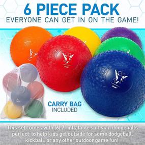 img 3 attached to 🏀 Franklin Sports Kids Dodgeballs - Set of 6 Inflatable Playground Balls (Size 7) for Kickball, Dodgeball, and More - Soft Cover - Includes Pump and Carry Bag