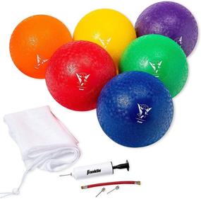 img 4 attached to 🏀 Franklin Sports Kids Dodgeballs - Set of 6 Inflatable Playground Balls (Size 7) for Kickball, Dodgeball, and More - Soft Cover - Includes Pump and Carry Bag