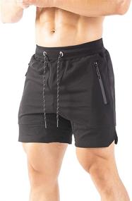 img 4 attached to 🏋️ Gerlobal Men's 5-Inch Gym Workout Shorts - Fitted Running Athletic Bodybuilding Shorts for Men with Convenient Zipper Pockets
