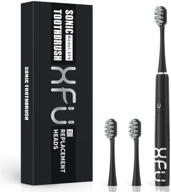 🪥 xfu sonic electric battery toothbrush: advanced features for adults and kids - waterproof ipx7, 2 modes, 3 dupont brush heads, smart timer and 24,000 vpm - sg-2007 (black) logo