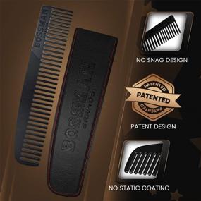 img 2 attached to Optimized Metal Hair and Beard Comb - Essential Accessories for Men's Mustache, Beard, and Hair Care with Leather Pocket Case (Black)