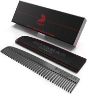 optimized metal hair and beard comb - essential accessories for men's mustache, beard, and hair care with leather pocket case (black) logo