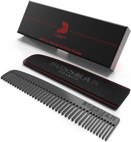 img 4 attached to Optimized Metal Hair and Beard Comb - Essential Accessories for Men's Mustache, Beard, and Hair Care with Leather Pocket Case (Black)