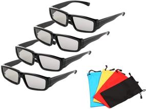 img 3 attached to Passive 3D Glasses Polarized Lenses - 4 Pairs for RealD Cinema Projectors Sony Sharp Samsung LG Philips TVs | Not for 3D Active Shutter TV Models