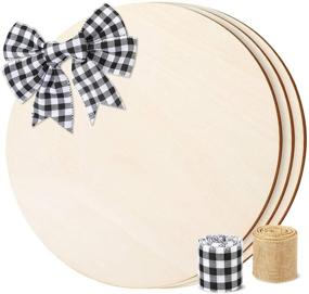 img 4 attached to 🎨 Caydo 3 Pieces 14 Inch Unfinished Round Wood Circle Bundle with Ribbons for DIY Door Hanger, Pyrography, Painting, Christmas Decor