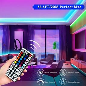 img 3 attached to Tenmiro 65.6ft RGB 5050 LED Light Strips - Ultra Long Color Changing LED Lights Kit with 44 Keys IR Remote for Bedroom, Kitchen, and Home Decoration