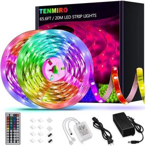 img 4 attached to Tenmiro 65.6ft RGB 5050 LED Light Strips - Ultra Long Color Changing LED Lights Kit with 44 Keys IR Remote for Bedroom, Kitchen, and Home Decoration