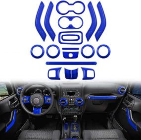 img 4 attached to 18 PCS Full Set Interior Decoration 🚙 Trim Kit for Jeep Wrangler JK JKU 2011-2018 (Blue)