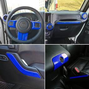 img 2 attached to 18 PCS Full Set Interior Decoration 🚙 Trim Kit for Jeep Wrangler JK JKU 2011-2018 (Blue)