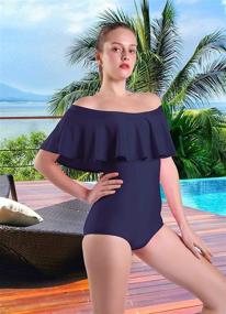 img 3 attached to YgneeDom Shoulder Swimsuit Sleeveless Bodysuit Women's Clothing in Swimsuits & Cover Ups