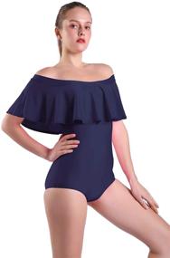 img 4 attached to YgneeDom Shoulder Swimsuit Sleeveless Bodysuit Women's Clothing in Swimsuits & Cover Ups