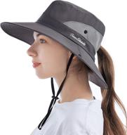 womens wide brim sun hats - foldable uv protection beach bucket hats with ponytail mesh fishing hat by tutuko логотип