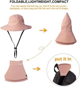 img 1 attached to Womens Wide Brim Sun Hats - Foldable UV Protection Beach Bucket Hats with Ponytail Mesh Fishing Hat by Tutuko