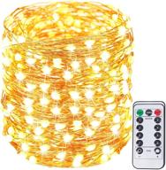 66ft 200 led fairy string lights outdoor/indoor, super bright fairy lights with remote, waterproof copper wire 8 modes for christmas, bedroom, party, wedding, garden (warm white) логотип