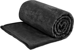 img 4 attached to EIUE Comfortable Flannel Fleece Bed Blanket: Soft and Lightweight Throw for Sofa, Bed, Office, and Car - All Season Nap Blanket Quilt - Coal Black (40x60inch)