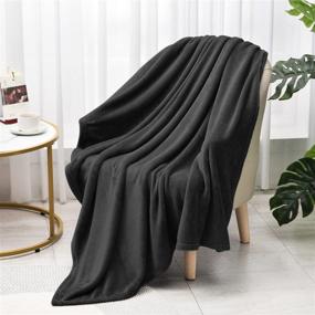 img 3 attached to EIUE Comfortable Flannel Fleece Bed Blanket: Soft and Lightweight Throw for Sofa, Bed, Office, and Car - All Season Nap Blanket Quilt - Coal Black (40x60inch)